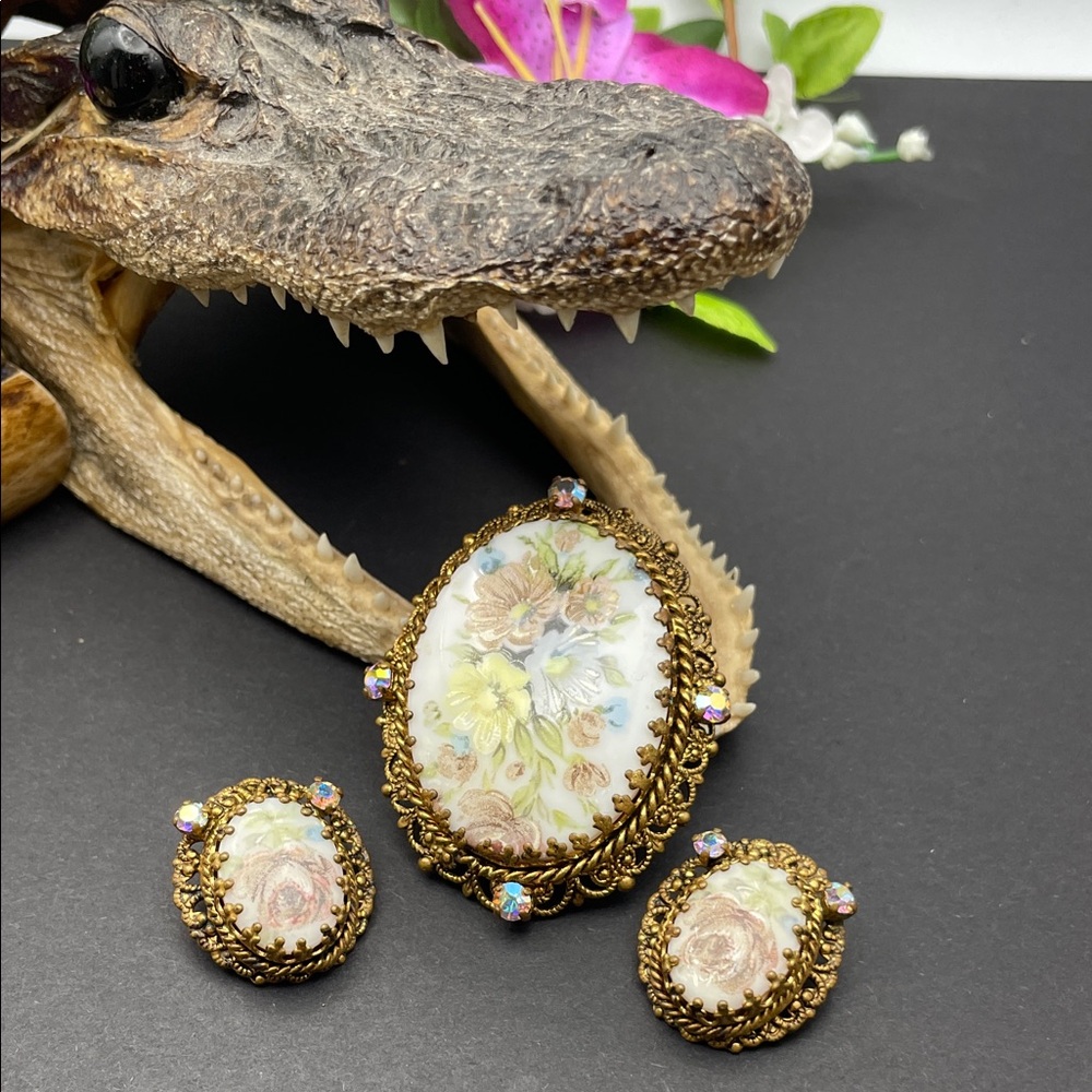 Western Germany floral filigree set vintage